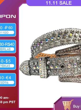 Fashion Luxury Strap Diamond Belt Western Crystal Studded Be