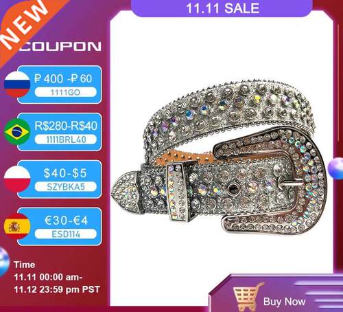 Fashion Luxury Strap Diamond Belt Western Crystal Studded Be