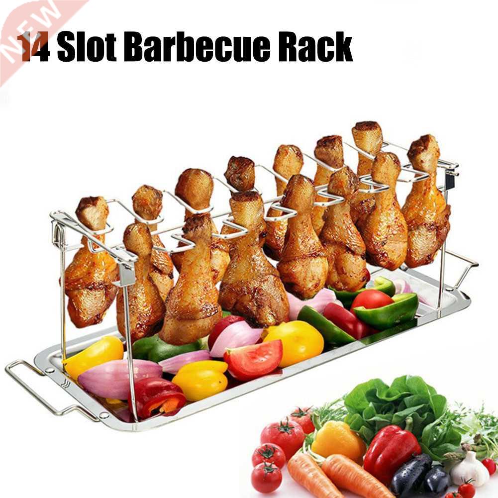 BBQ Beef Chicken Wing Leg Rack Grill Holder Rack With Drip P