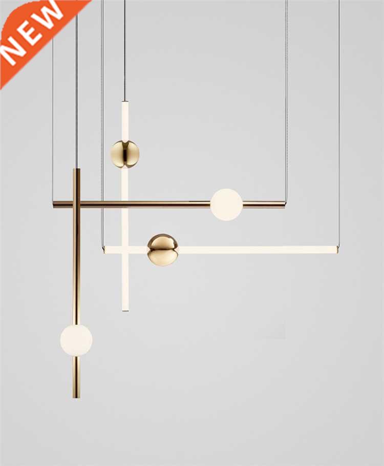 Postmodern Creative Magic Wand Golden Led Pendant Lamp Long