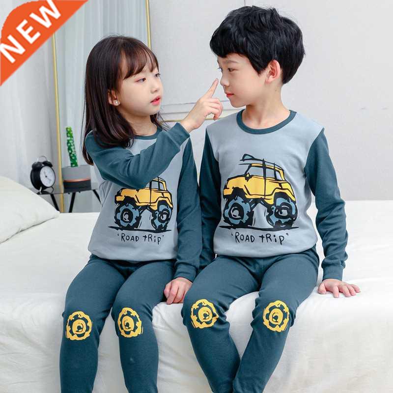 2022 Autumn New Kids Pajamas Set Baby Girls Boys Cartoon Lon
