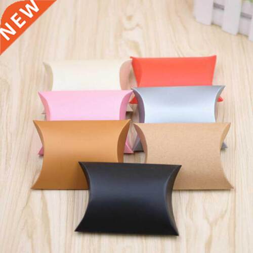 50pcs Kraft Paper Candy Box Pillow Shape Wedding Favor Gift