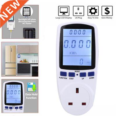UK Plug-in Digital Voltage Wattmeter Electricity Power Analy