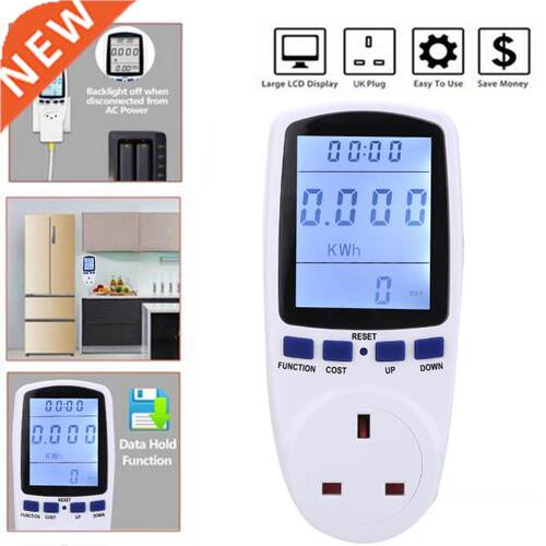UK Plug-in Digital Voltage Wattmeter Electricity Power Analy