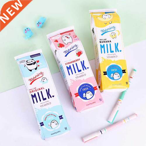 Cartoon Mlk Bottle Pencl Case Cute Penclcase Pen Bag PU