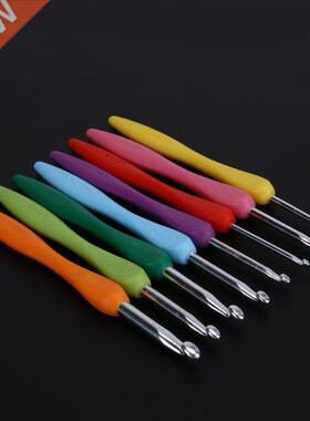 8Pcs Soft Handle Aluminium Crochet Hooks Set Knitting Needls
