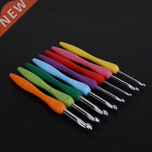 8Pcs Soft Handle Aluminium Crochet Hooks Set Knitting Needls