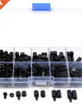 300pcs M3 Nylon Screw Black Hex Screw Nut Nylon Insulativity