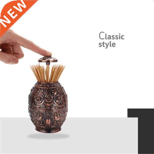 Push Style Retro Metal Automatic Toothpick Holder Case Can