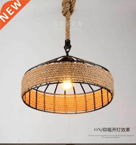 American Retro Iron Base Hemp Rope Chandelier Bar Cafe Resta