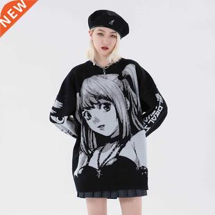 Kntted Harajuku Wnter Clothes Punk Goth Women Overszed Sw