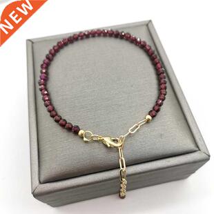 Faceted Garnet Bracelet cate Adjustable 14K Gold Filled Chai