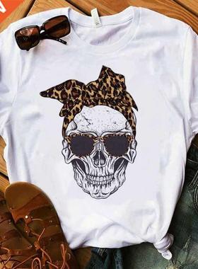 Women's T-shirt Harajuku Skull Deer Camouflage Burlap Turban