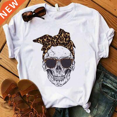Women's T-shirt Harajuku Skull Deer Camouflage Burlap Turban