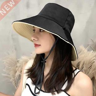 Women's Bucket Hat Summer Sun Hat Fashion Big Brim Cotton Be