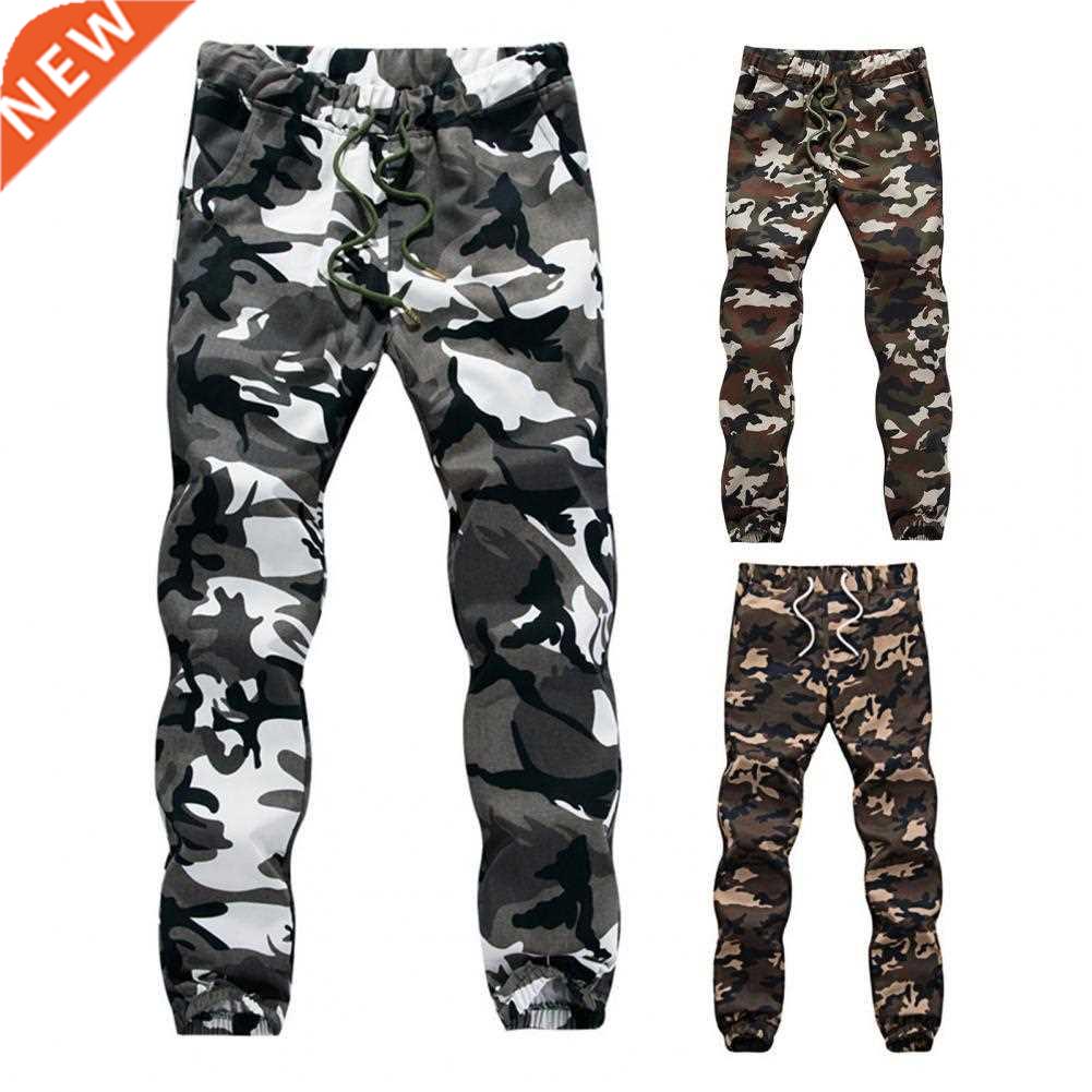 Men Pants Camouflage Ankle Banded Jogger Mid Waist Casual St