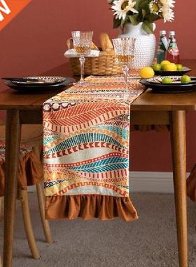 Velvet Nordic Style Table Runner Tablecloth Retro Table