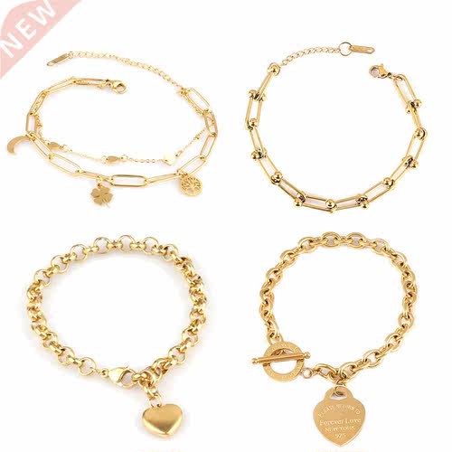 steel bracelet For Women stainless bracelets Heart Pendant B