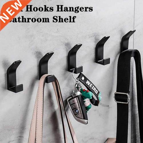 No Drllng Bathroom Robe Hooks Double Hook Black Whte