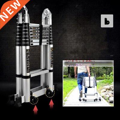 2 pieces easy ladder heavy duty caster telescopic folding