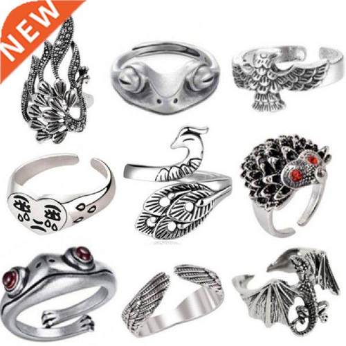 Retro Frog Ring Golden Toad Ring Open Phoenix Peacock Ring