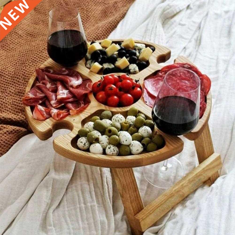 Wooden Outdoor Folding Picnic-table With Glass Holder 2 In 1