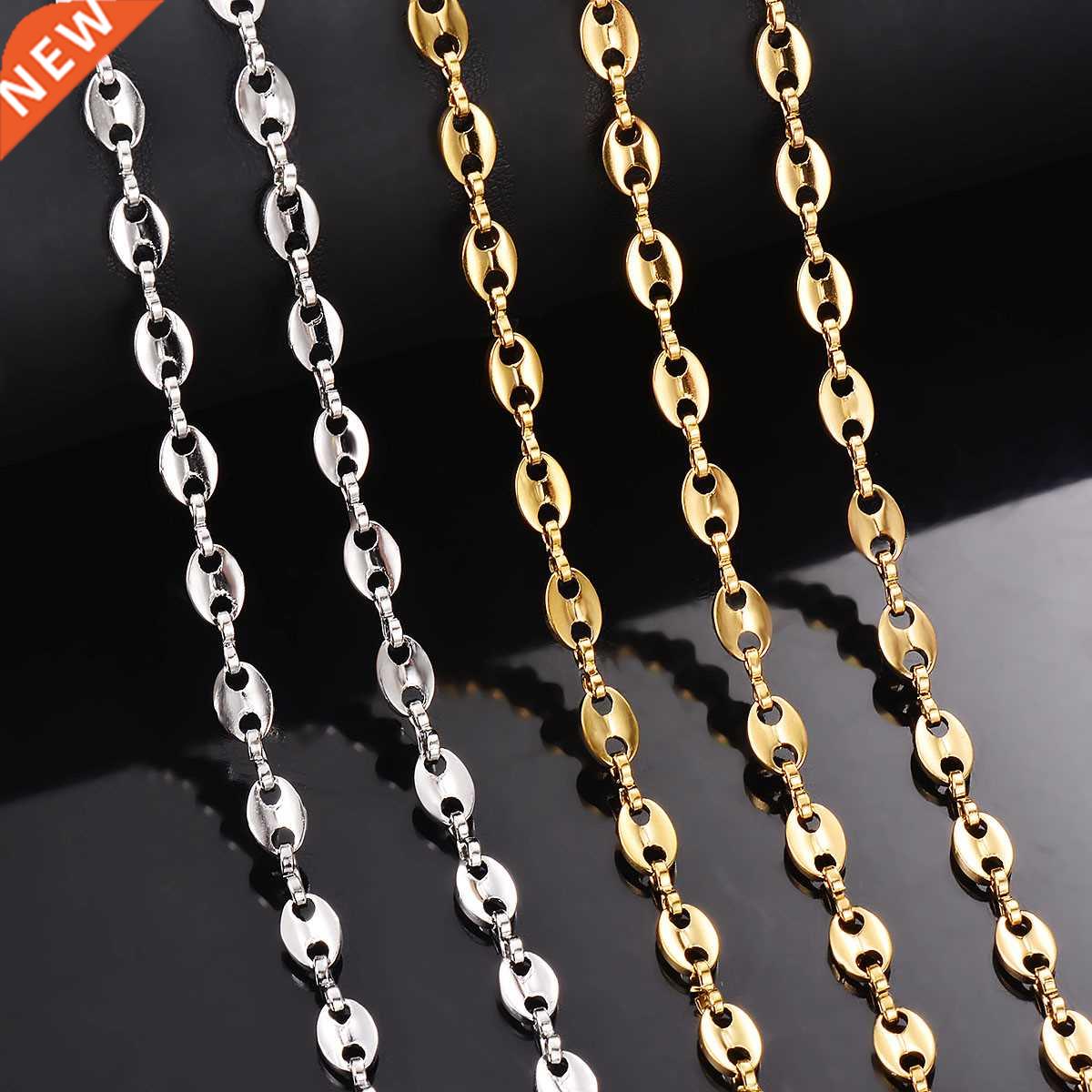 1 piece Stainless Steel Hip Hop Coffee Bean Chains Necklaces