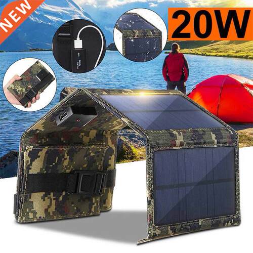 Foldable 20W USB Solar Panel Portable Folding Waterproof Sol