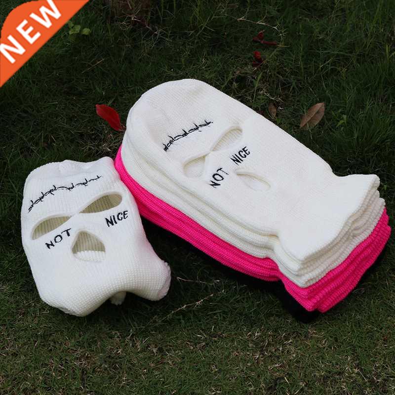 NOT NICE Embroidery Three-hole Balaclava Knit Hat Army Tacti