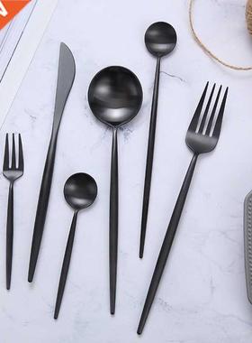 Matte Black Cutlery Set Stainless Steel Flatware Set Kitchen