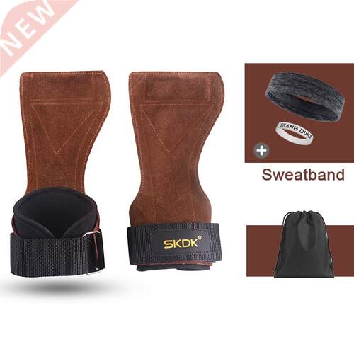 1Pair Cowhide Gym Gloves Grips Anti-Skid Weight Lifting Grip