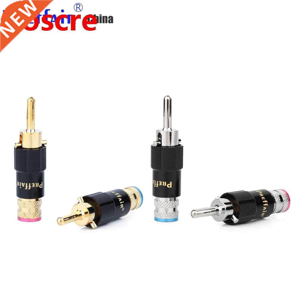 4xPreffair Rhodium /Gold Plated Audio Banana Speaker Plug Sc