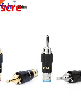 4xPreffair Rhodium /Gold Plated Audio Banana Speaker Plug Sc