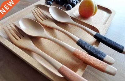 Japanese style 2pcs Wooden dinnerware set bamboo k spoon tab
