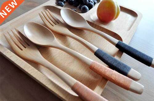 Japanese style 2pcs Wooden dinnerware set bamboo k spoon tab