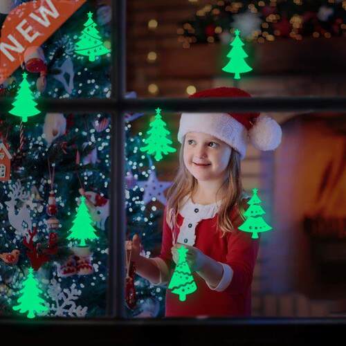 Glow in the Dark Christmas Tree Wall Sticker PVC Luminous Sn