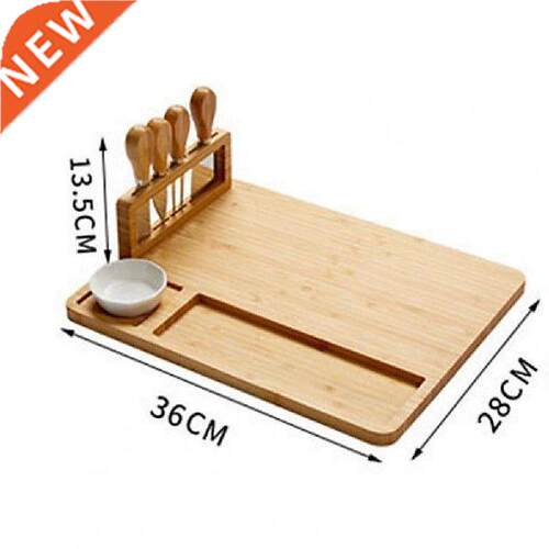 Bamboo Cheese Board Slicer Knife Fork Scoop Cut Non-stick