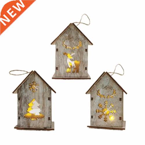 Christmas Decoration Luminous Wooden House Xmas Tree Hanging