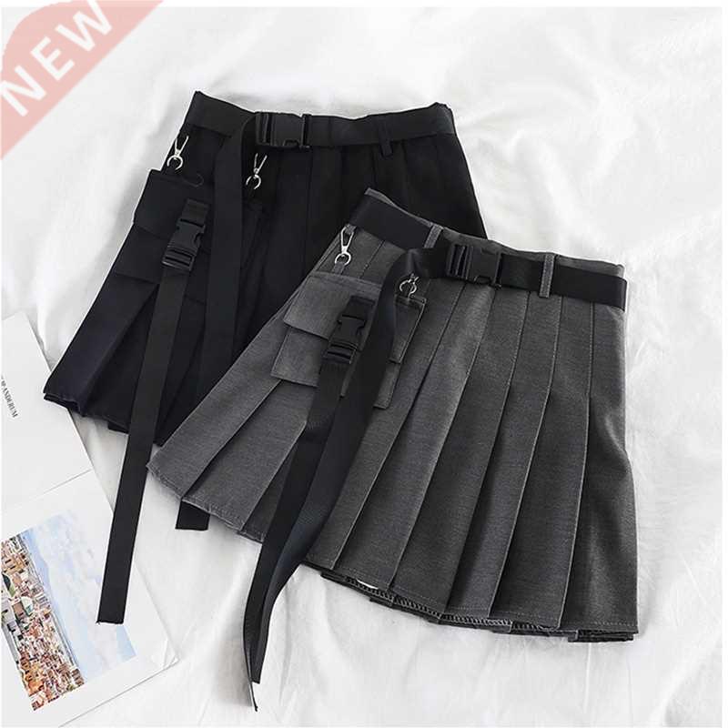Womens Streetwear Tooling Half-length Pleated Skirt Safari B