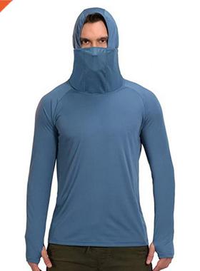 Fishing Shirt Solid Color Hooded Men Thin Lightweight Stchy