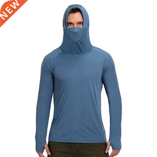Fishing Shirt Solid Color Hooded Men Thin Lightweight Stchy
