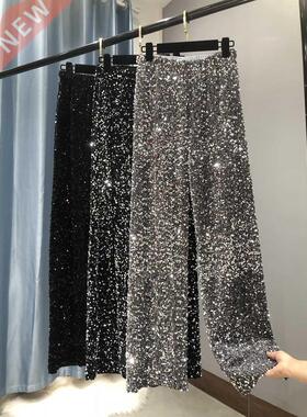 The New Women's Fashion rendy Sparkling Gold Pants Relaxatio