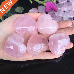 1PCS Natural Rose Quartz Crystal Pink Quartz Heart Shaped