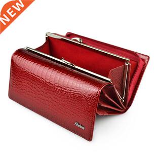 HH Genuine Leather Women's Wallet Alligator Long Hasp Zipper