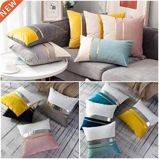 Luxury Sof Velvet Ptchwork Gold Thred Solid Cushions Cse