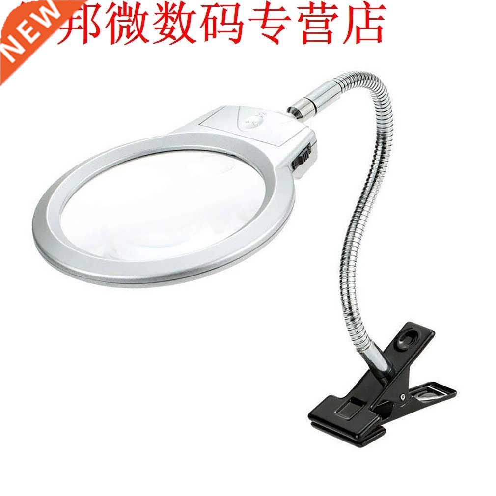 Desktop Illuminated Clip On Magnifier 2.5x 5x Magnifying Gla