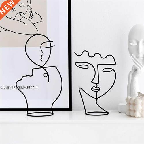 Iron Person Face Art Ornaments Nordic Abstract Home Retro