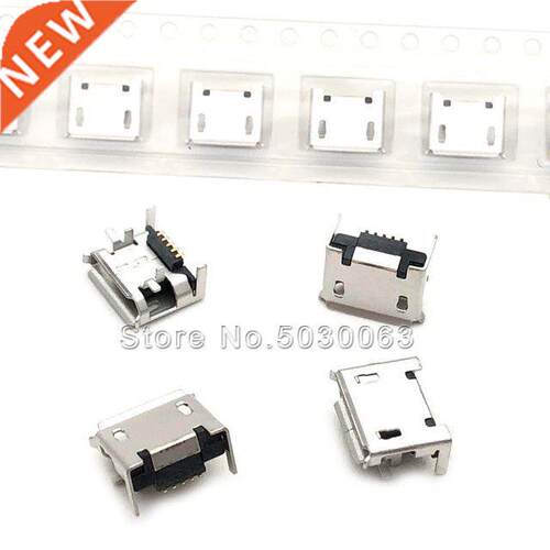 50pcs/lot Flat socket Curling micro USB 5P 4 feet plugboard