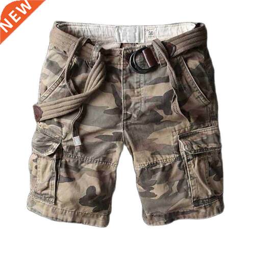 Retro Military Camo Cargo Shorts Men Casual Army Style Beach