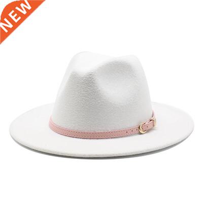 56-60cm White/BlackWide Brim Fedora Hat Women Men Imitation